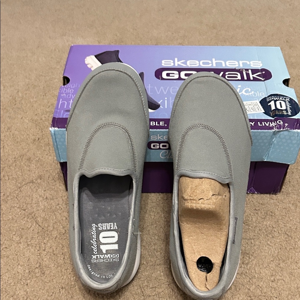 Skechers Women’s Light Gray Slip-On Sneakers